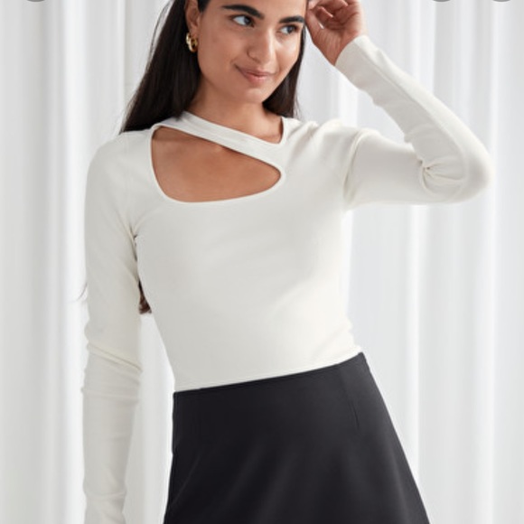 & Other Stories Cut Out Knit Top White Small - Picture 6 of 6